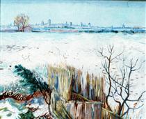 Snowy Landscape with Arles in the Background - Винсент Ван Гог