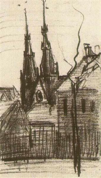 St. Catharina's Church at Eindhoven, 1885 - 梵谷