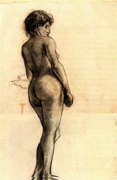 Standing Female Nude Seen from the Back, c.1886 - 梵谷