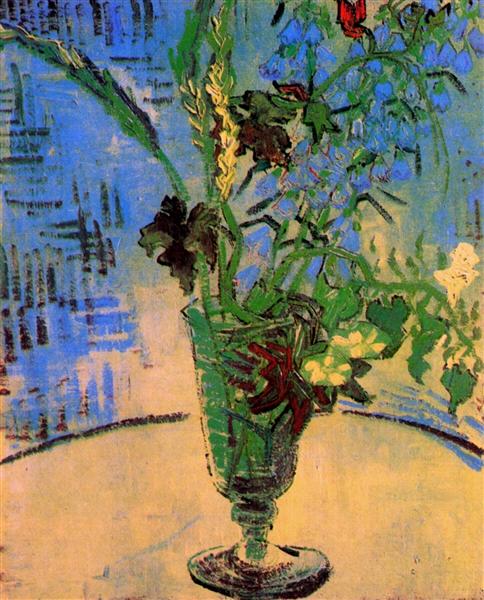 Still Life Glass with Wild Flowers, 1890 - 梵谷
