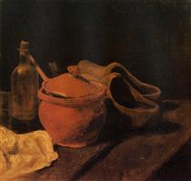 Still Life with Earthenware, Bottle and Clogs - Винсент Ван Гог