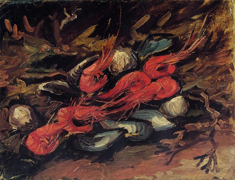 Still Life with Mussels and Shrimp, 1886 - 梵谷