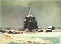 The Old Cemetery Tower at Nuenen in the Snow - Vincent van Gogh