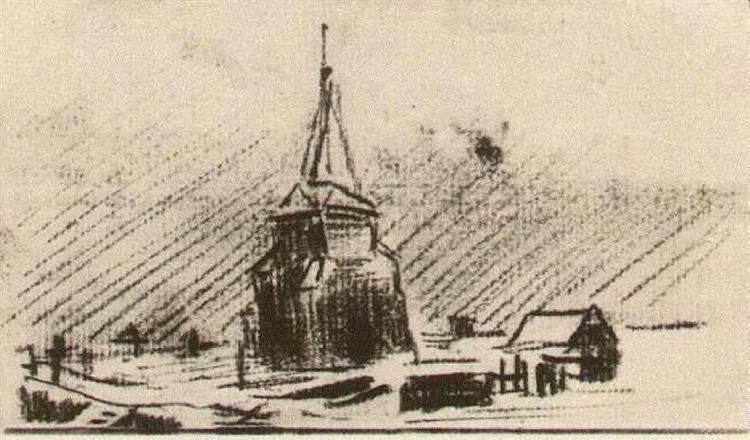 The Old Tower in the Snow, 1885 - Винсент Ван Гог