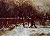 The Parsonage Garden at Nuenen in the Snow - Vincent van Gogh