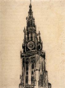 The Spire of the Church of Our Lady - Vincent van Gogh