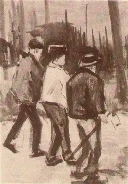 Three Woodcutters Walking, 1884 - Вінсент Ван Гог