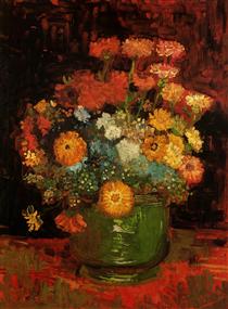 Vase with Zinnias - Vincent van Gogh