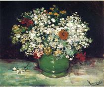Vase with Zinnias and Other Flowers - Винсент Ван Гог