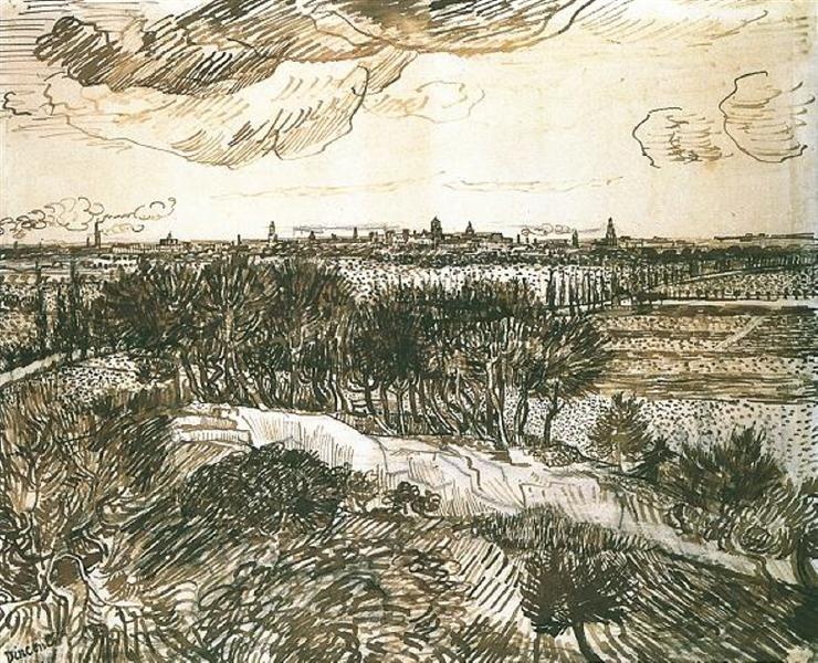 Вид на Арль з пагорба, 1888 - Вінсент Ван Гог