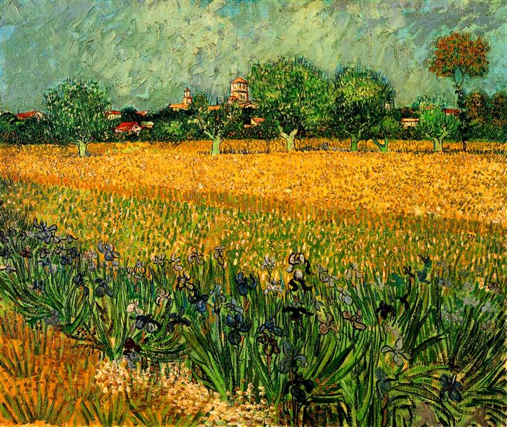 View of Arles with Irises in the Foreground, 1888 - 梵谷
