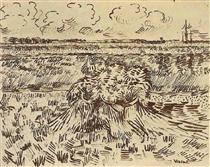 Wheat Field with Sheaves - 梵谷