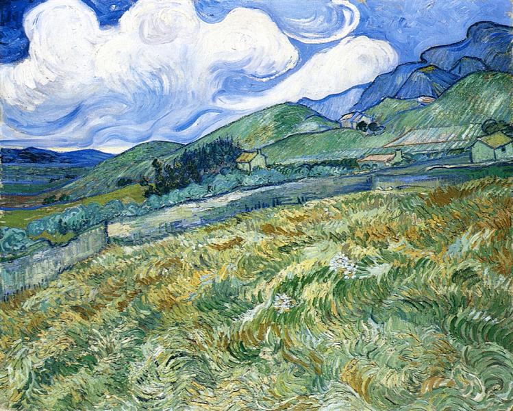 Wheatfield with Mountains in the Background, 1889 - Винсент Ван Гог