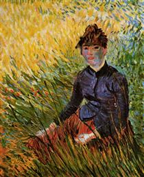 Woman Sitting in the Grass - Винсент Ван Гог