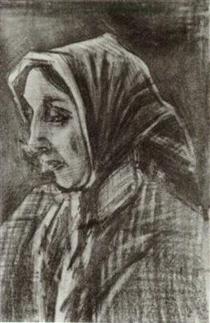 Woman with Shawl over her Hair, Head - Винсент Ван Гог