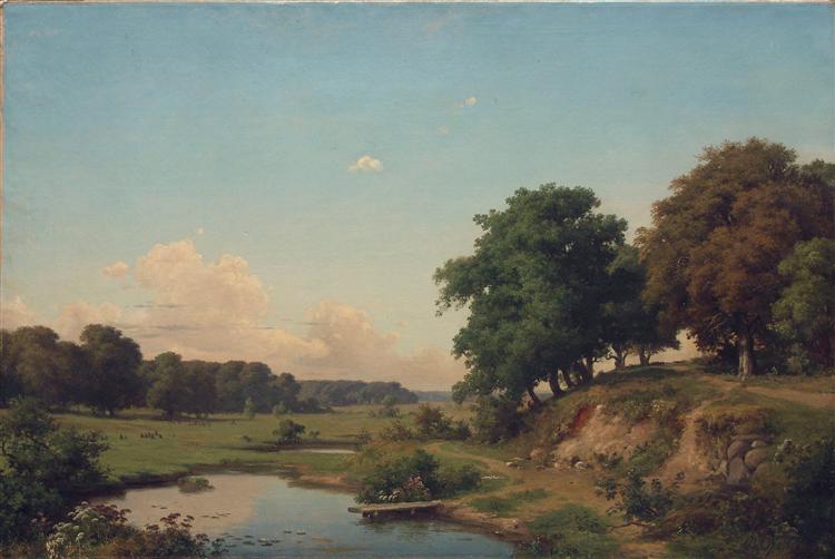 Landscape with pond, c.1885 - Владимир Орловский