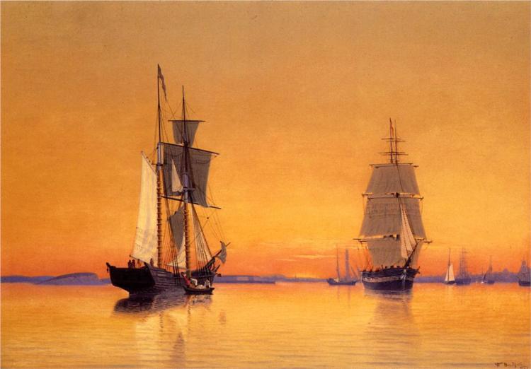Ships in Boston Harbor at Twilight, 1859 - William Bradford