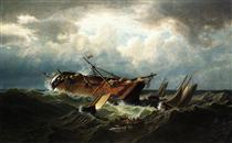 Shipwreck off Nantucket (also known as Wreck off Nantucket, after a Storm) - William Bradford