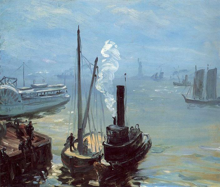 Tugboat and Lighter, 1905 - William James Glackens