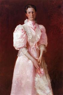 A Study in Pink (Portrait of Mrs. Robert P. McDougal) - Вільям Мерріт Чейз