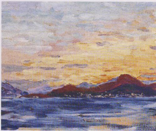 Mountains and Sea at Sunset - 温斯顿·丘吉尔