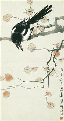 Magpie on a Red-Leave Branch - Xu Beihong