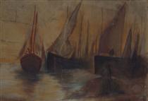 Boats at Sunset - Yiannis Tsaroychis
