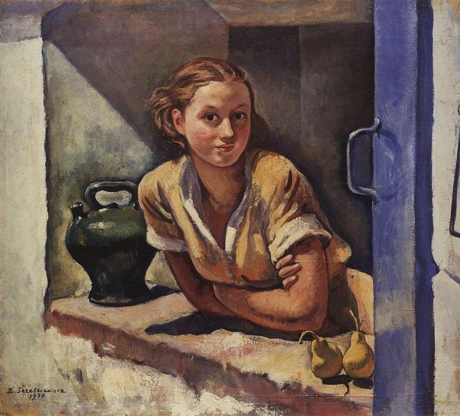 Collioure. Katia on the terrace, 1930 - Sinaida Jewgenjewna Serebrjakowa