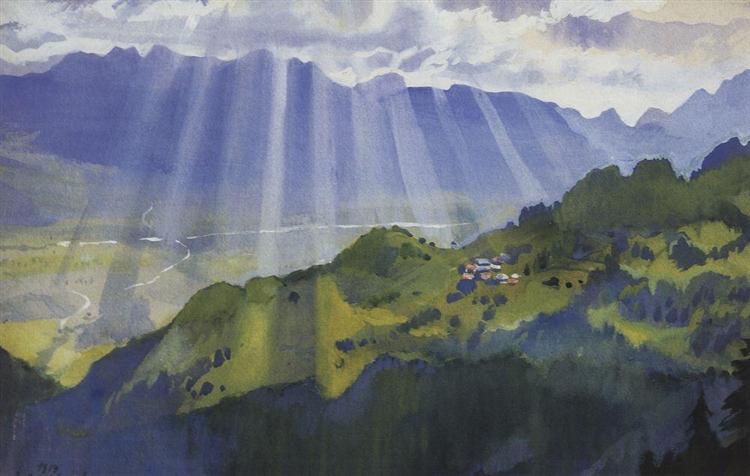 Mountain landscape. Switzerland, 1914 - Sinaida Jewgenjewna Serebrjakowa