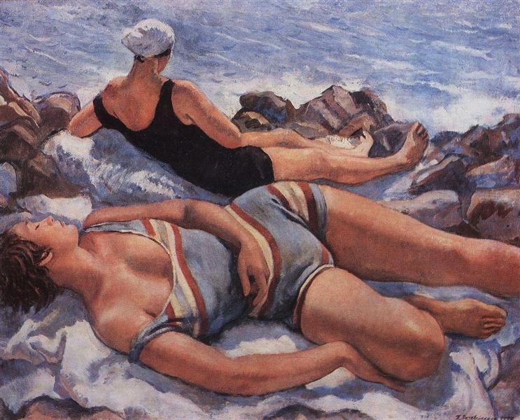 On the beach, 1927 - Sinaida Jewgenjewna Serebrjakowa