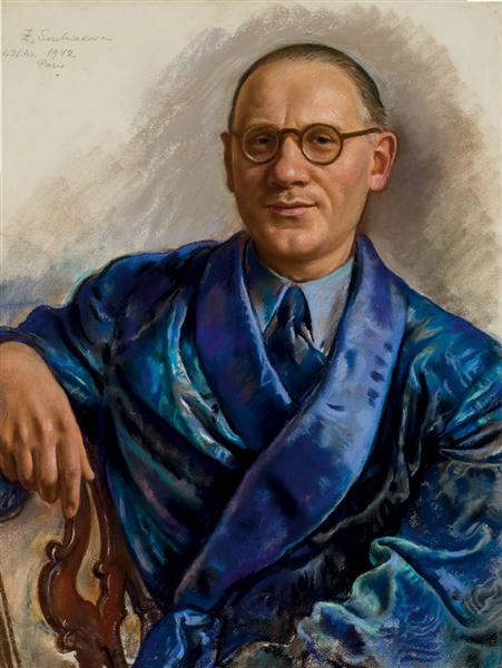 Portrait of Alexandre Popoff in a smoking jacket, 1942 - Sinaida Jewgenjewna Serebrjakowa