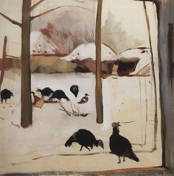 Poultry yard, 1910 - Sinaida Jewgenjewna Serebrjakowa