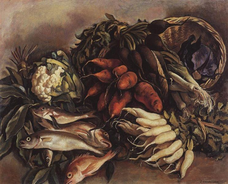 The fish on the green, 1935 - Zinaida Evgenievna Serebriakova